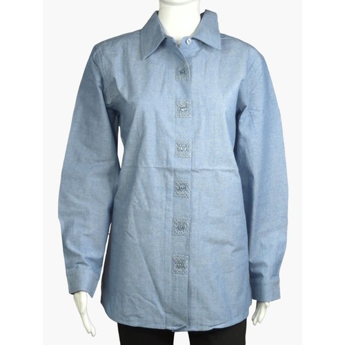 Vintage Denim & Co QVC Womens Denim Shirt Button Front Size Large NEW
