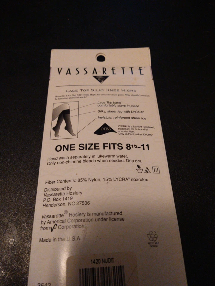 Top de encaje Vassarette sedoso hasta la rodilla con licra talla única desnudo 1420 NUEVAS medias Foto 3 de 4