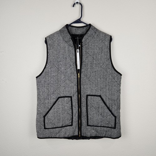 Women's Merokeety Herringbone Black White Quilted Full Zip Vest Size XL NWT - Picture 2 of 7