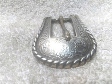 Silver Narrow Flower Filigree Replacement Belt Buckle Western Rope Edge Great