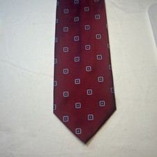 Brooks Brothers 346 Tie Burgundy White Blocks 3-3/4 X 57 Pure Silk USA