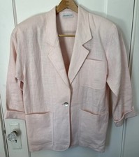 VTG Liz Claiborne Beige Linen Blazer Sport Coat Jacket Women s Size 4 ILGWU USA
