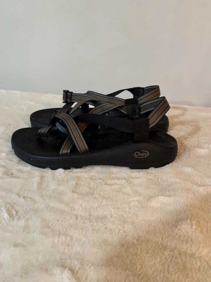 Sandalias clásicas Chaco Z/1 para hombre 11 suela Vibram rayas negras/marrones senderismo Foto 2 de 4