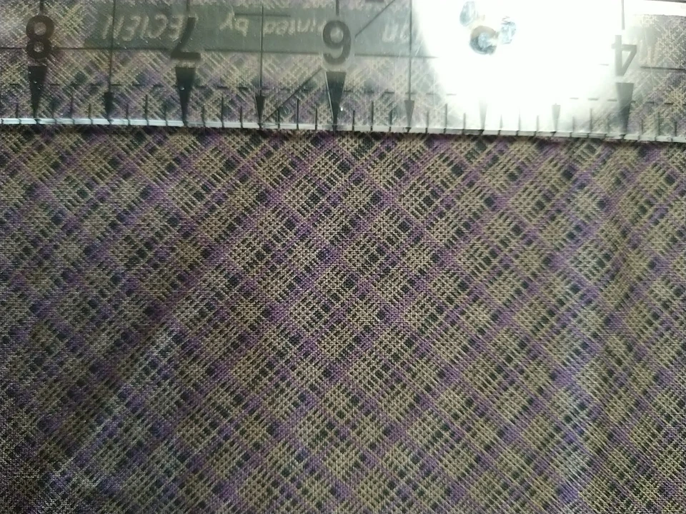 REMNANT LECIEN Quilt Fabric Mrs. March's Civil War Purple Brown Plaid 12x18" - Image 3 of 4