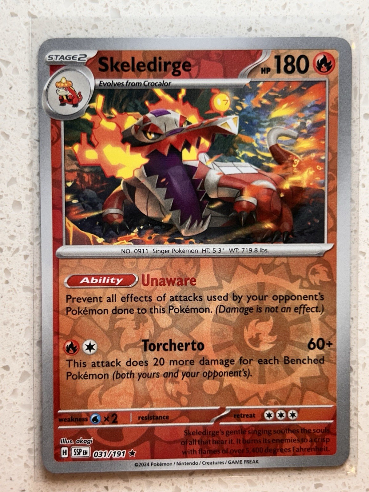 Skeledirge 031/191 Sv08: Surging Sparks Reverse Holo NM