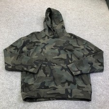 Hollister Hoodie Sweatshirt Mens Medium Green Camo Fleece Pullover Zip Pocket