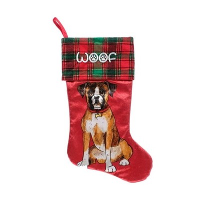 ASPCA Boxer Velour Christmas Stocking, Multicolor 20 inch