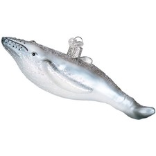 Old World Christmas Glass Blown Ornament, Humpback Whale With OWC Gift Box