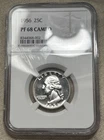 1956-P S25CWASHINGTON QUARTER NGC ULTRA SUPERB PF68 CAMEO LOWPOP HIGH GRADE A035