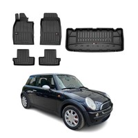 Omac FußMatten & Kofferraumwanne Set FüR Mini One 2001-2006 Gummi Schwarz 5X