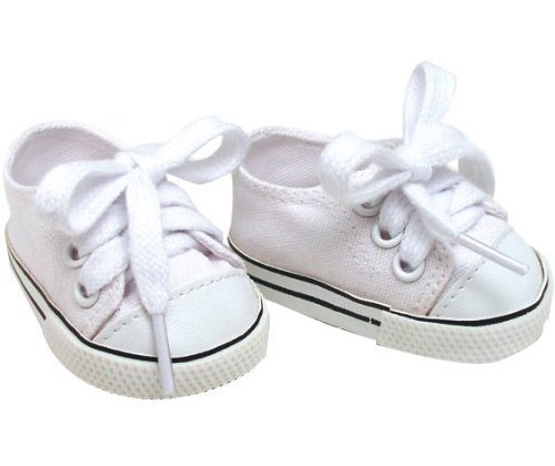 White Canvas Sneakers Fits 18inch Girl & Boy Dolls and other