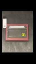 Gucci GG Marmont Card Case Business Card Holder Black Leather Acid Green GG