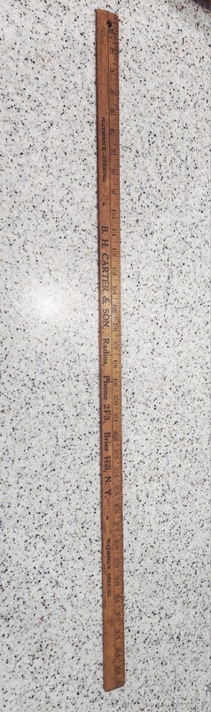 Vintaga 1930s Advertising Yardstick BH Carter Hardware, Mc Cormick & Deering