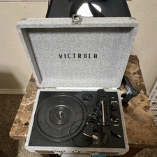Victrola Journey Portable Record Player Gray Belt Drive Headphone Jack 3 Speeds