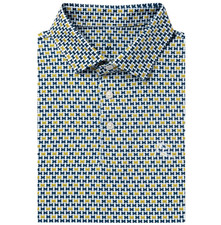 HOT NEW Rhoback Michigan M Collegiate Polo Men's White Indigo Blue Athletic