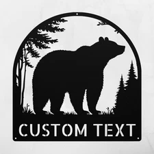 Personalized Lone Bear Metal Sign Custom Cabin Decor Unique Gift for Bear Lovers