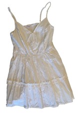 Francesca’s Mi Ami White Mini Dress Small Cottagecore Boho Tiered Sundress