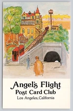 Angel's Flight Postcard Club Los Angeles California Vintage Art