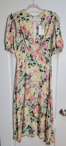 Anthropologie Faithfull The Brand Vittoria Dress Size 6 Medium Floral Midi NWT