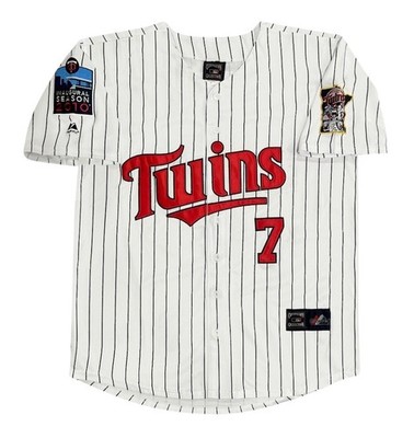 Joe Mauer 2010 Minnesota Twins Cooperstown Home White Jersey Men s Size Large