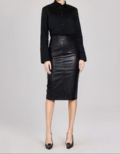 Elegant Women's Genuine Leather Skirt Pencil Bodycon Office Party Outfit
