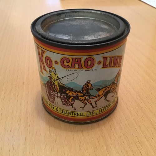 VINTAGE KO CHO LINE HORSE SADDLE PRESERVATIVE PAINTED TIN VETERINARY KO CAO CAN