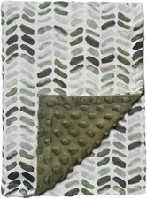 30X40 Inch Green Leaves Baby Double Layer Soft Plush Minky Blanket Dotted Back