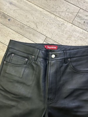 Size 34 - Supreme leather chino work pants Black | eBay