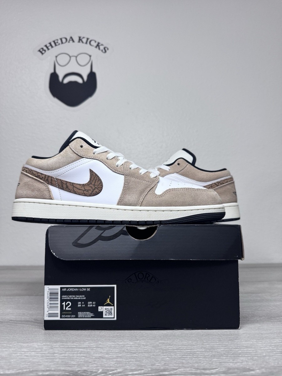 Size 12 - Nike Air Jordan 1 Low SE Brown Elephant Print DZ4130-201