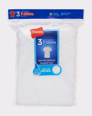 Hanes Toddler Boys Crewneck T-Shirt 3 Pack Undershirts ComfortSoft White 2T-4T