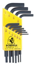 1/16"-1/4" Hex End Short Arm L-Wrench Set 10pcs w/ProGuard  Bondhus USA 12238