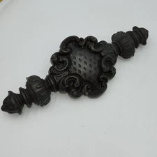 Vintage Metal Ornate pediment Black huge Accent Wall Decoration Medieval 6" CTC