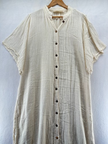 Maxi Vestido Jen's Pirate Booty Foster Abotonado M/L Blanco Transparente Algodón De Gran Tamaño - Imagen 2 de 9