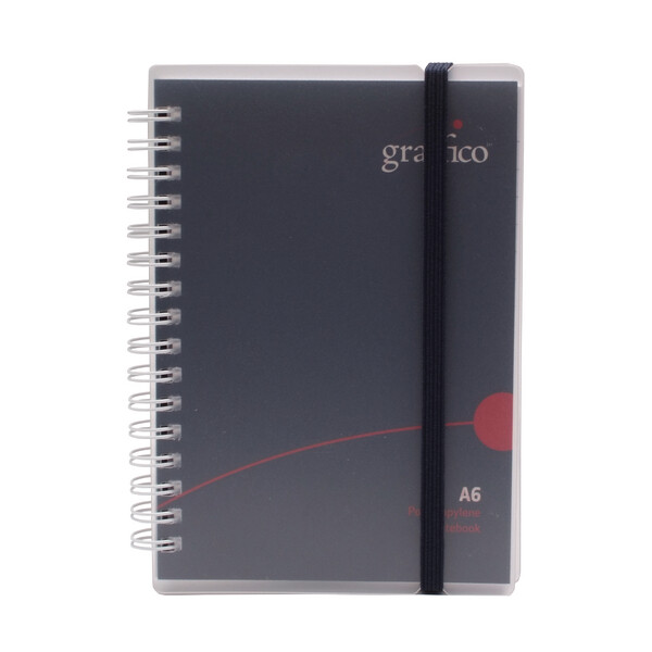 Graffico Notebook with Plastic Cover. Twin Wire.  A6. 140 Pages.
