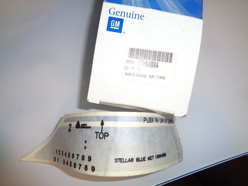 OEM 1996 1997 GMC SONOMA REAR BUMPER EXTENSION STRIPE DECAL GM 15994884 BLUE NEW - Picture 2 of 4
