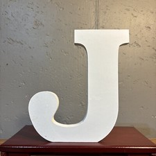 Wooden Standing Letter J, 9x7-Inch - White