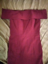 Dessy Collection Vivian Diamond Notched Off the Shoulder Crepe Gown size 2 3030