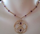 Signed Purple Crystal Beaded Pendant Necklace 17" Dainty Petite Gold Tone Avon — photo 7