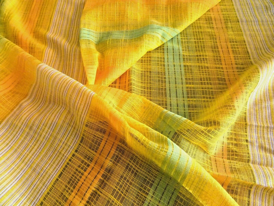 TISSUS EN  VOILE DE FIL DE COTON MULTICOLORE POUR RIDEAUX - 300 cm x 165 cm - Photo 2/4