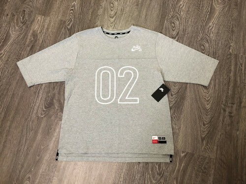 Nike SB Skateboard 3/4 Sleeve Raglan Dry Crew Top Jersey Shirt Grey L  937974-063 | eBay