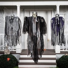 3x Halloween Hanging Grim Reapers Skeleton Flying Ghost House Prop Party Decor