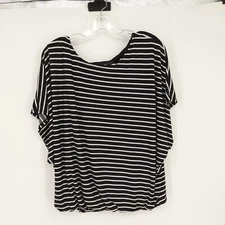 AB STUDIO XL STRIPED BATWING LOOSE BLOUSE