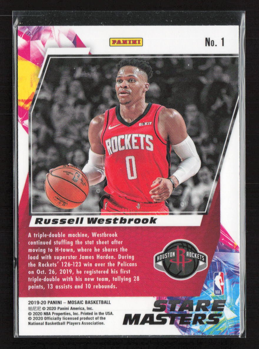 2019-20 Panini Mosaic #1 Russell Westbrook Stare Masters Houston Rockets (B)