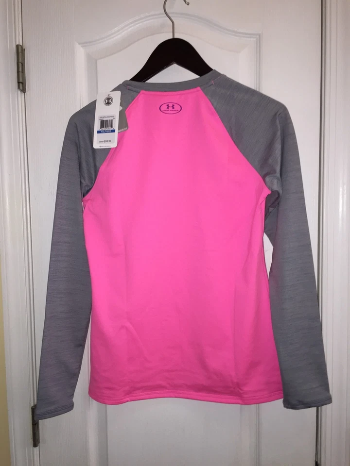 Under Armour Pink Thermal Top Long Sleeve Shirt Youth Girl's XL Nwt - Image 2 of 3