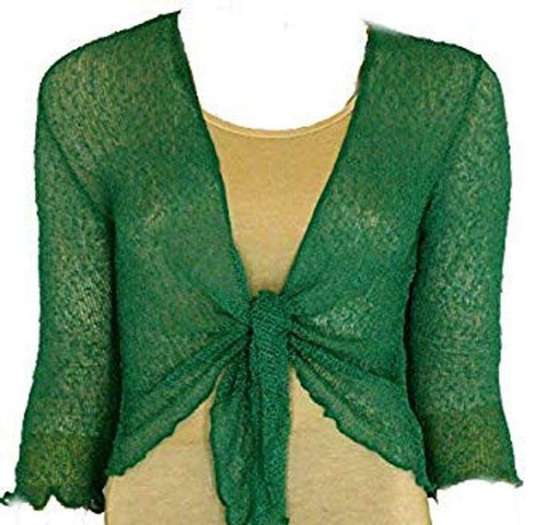 Women Bolero Knitted Tie Up Open Front Shrug Ladies 3/4 Sleeve Cardigan Top 8-14 - Picture 29 of 39