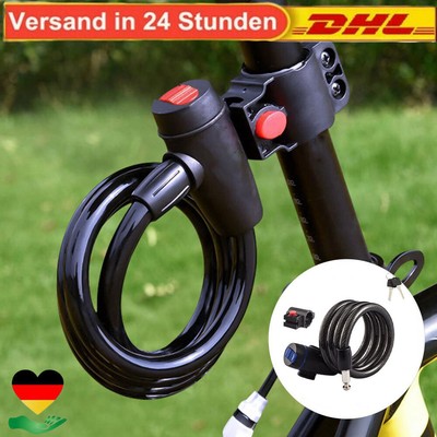 Universal Bicycle Bike Lock Anti-Theft Steel Coil Cable Motorcycle Lock w/ 2 Key