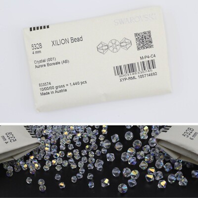 Swarovski #5328-001AB (3mm 4mm 5mm 6mm) Beads Xilion Bicone Bead - U Pick