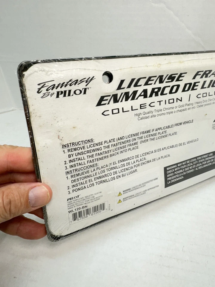 Marco de matrícula Pilot Automotive WL120-BN, níquel negro Foto 3 de 4