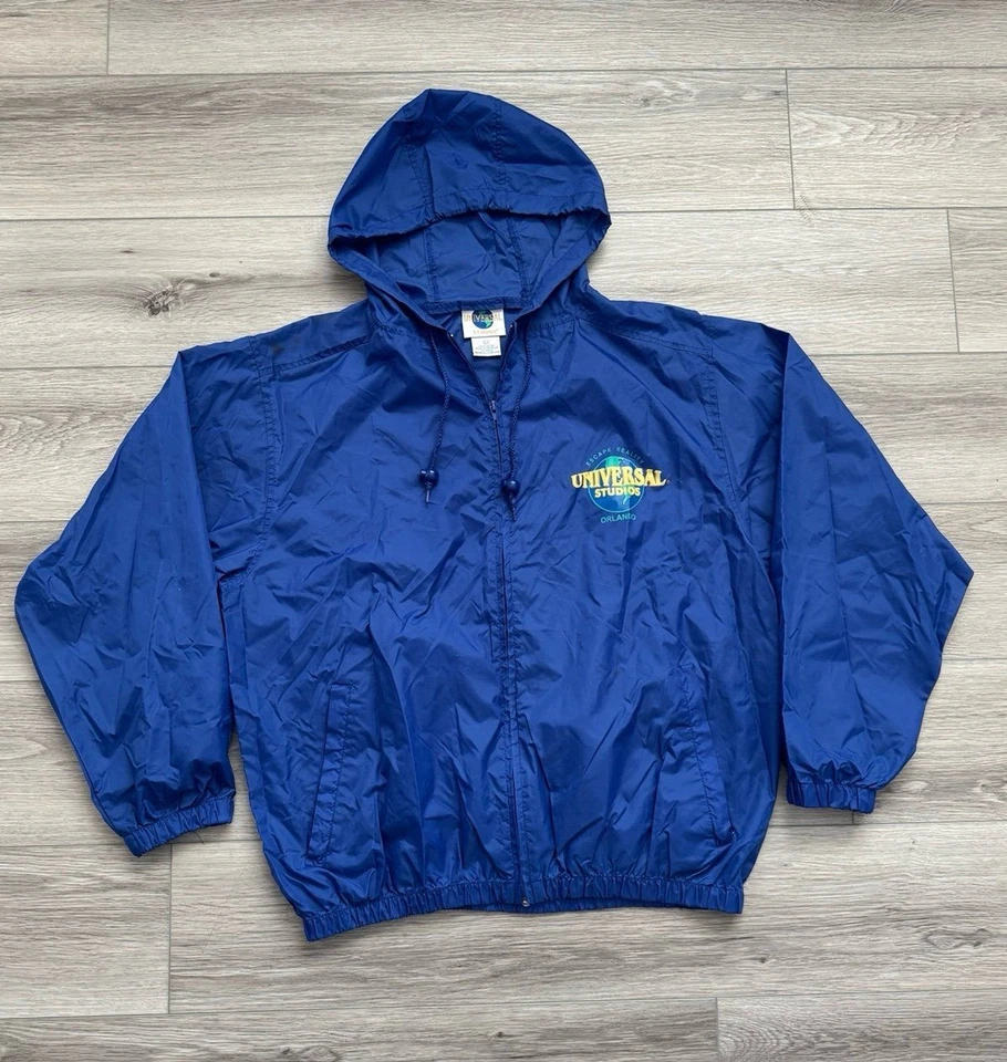 Vintage 90s Opening Day Universal Studios Rain Windbreaker Hoodie Jacket - sz L - Image 4 of 4