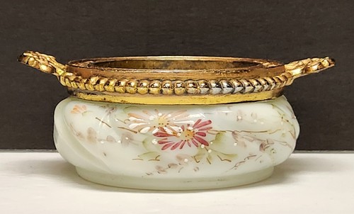 Wave Crest Helmschied Swirl Opal Ware Hand Painted Flowers Open Trinket Pin Tray - Afbeelding 1 van 8